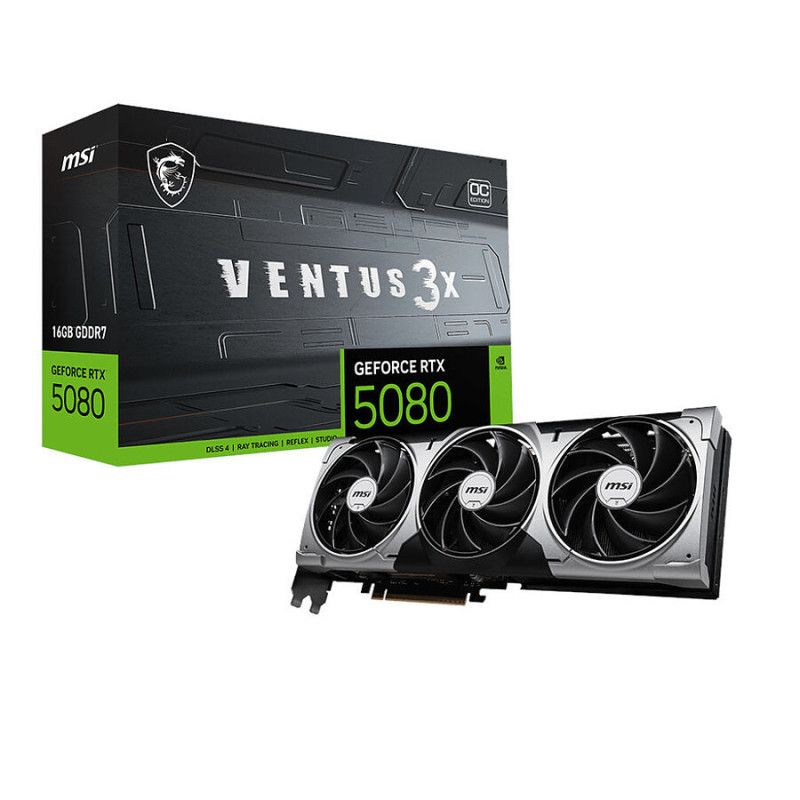 MSI VENTUS GEFORCE RTX 5080 16G 3X OC BLACK carte graphique NVIDIA 16 Go GDDR7 · Cartes graphiques · Informat Systems Stra...