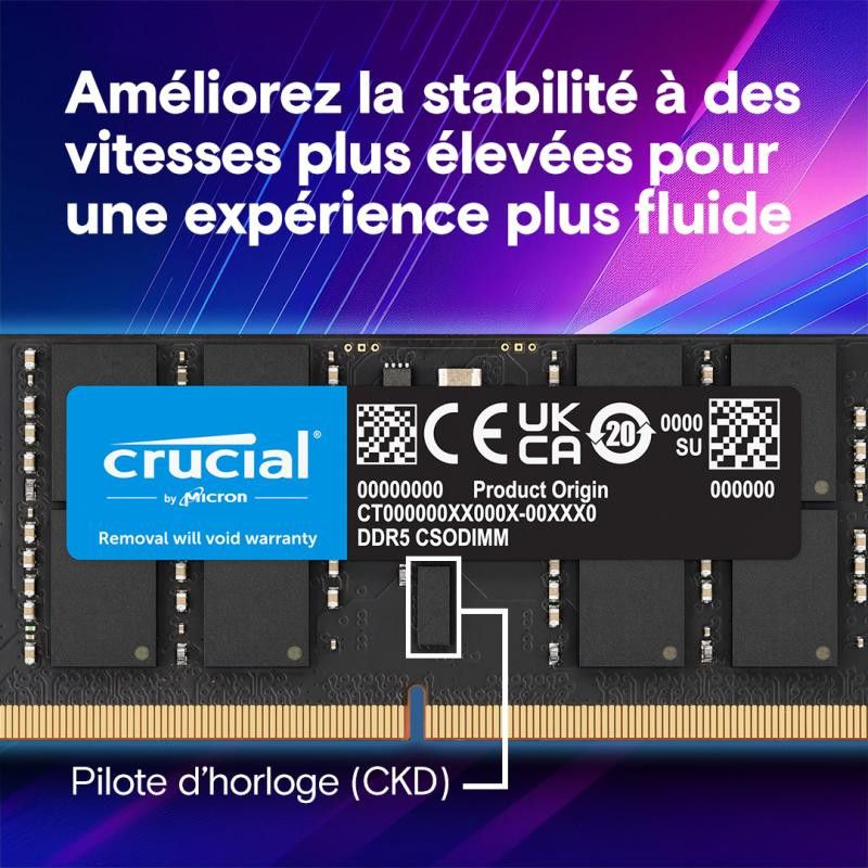 Crucial CT32G64C52CS5 module de mémoire 32 Go 1 x 32 Go DDR5 6400 MT/s 262-pin SO-DIMM · Mémoires PC · Informat Systems St... (image 4)
