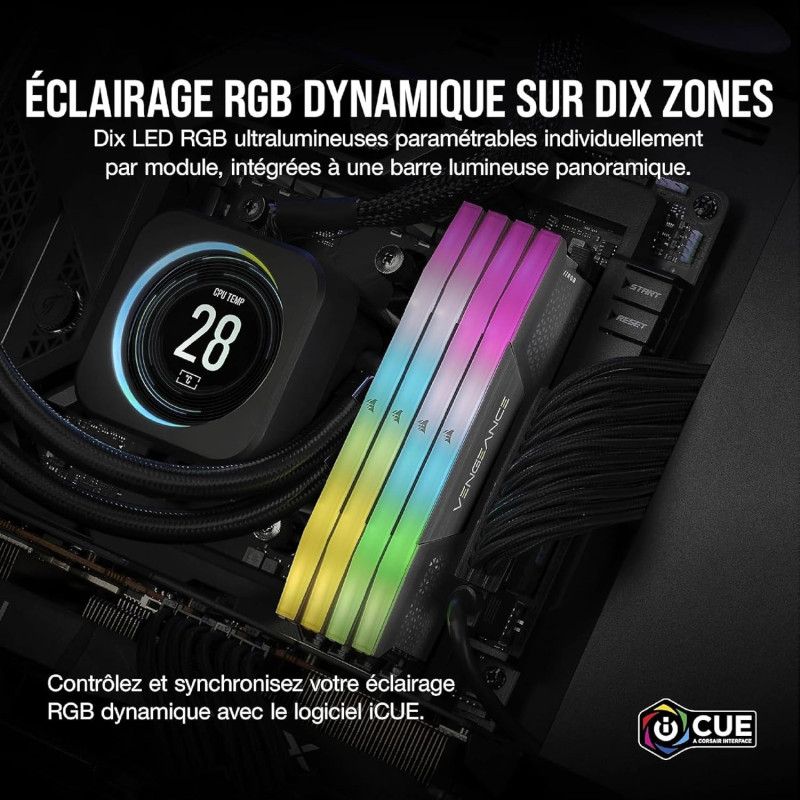 CORSAIR VENGEANCE RGB D5 560016GB (2 x 8GB) CL40 AMD EXPO & Intel X · Mémoires PC · Informat Systems Strasbourg (image 3)