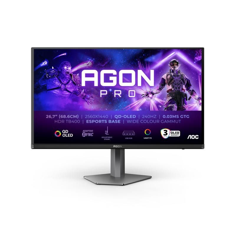 AOC AGON PRO AG276QZD2 écran plat de PC 67,3 cm (26.5") 2560 x 1440 pixels Quad HD QD-OLED Noir, Gris · Moniteur · Informa... (image 2)