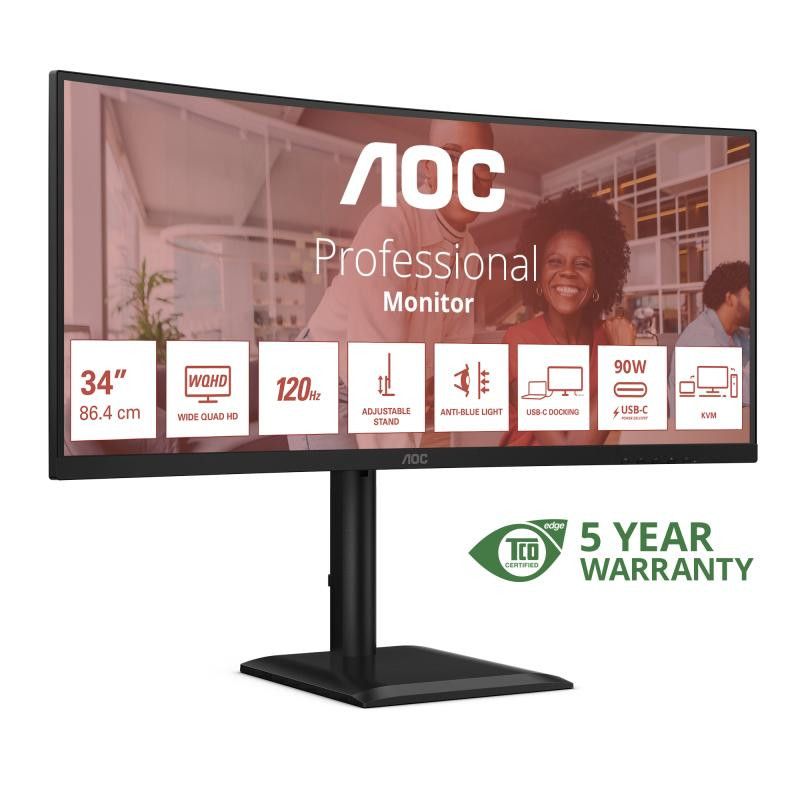AOC E4 CU34E4CV écran plat de PC 86,4 cm (34") 3440 x 1440 pixels UltraWide Quad HD LCD Noir · Moniteur · Informat Systems... (image 16)