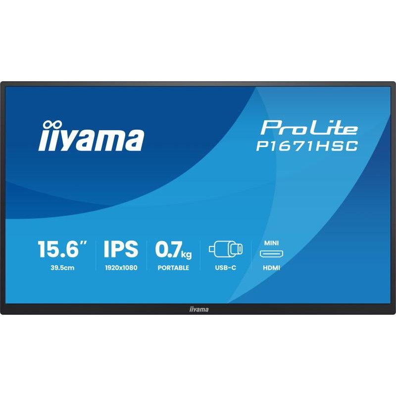 iiyama ProLite P1671HSC-B1 écran plat de PC 39,6 cm (15.6") 1920 x 1080 pixels Full HD LED Noir · Moniteur · Informat Syst... (image 2)