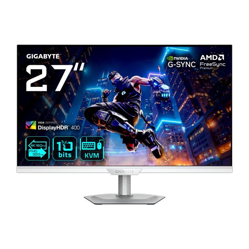 GIGABYTE M27UP ICE Moniteur de jeu 27 4K UHD - Mode double (4K 160Hz ou FHD 320Hz), 3840 x 2160, 1ms, 350 cd/m², FreeSync ...