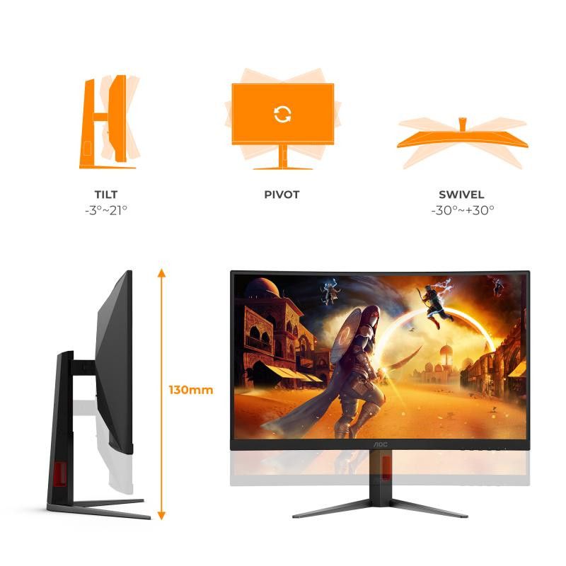 AOC G4 C27G4Z2 écran plat de PC 68,6 cm (27") 1920 x 1080 pixels Full HD LCD Noir, Rouge · Moniteur · Informat Systems Str... (image 3)