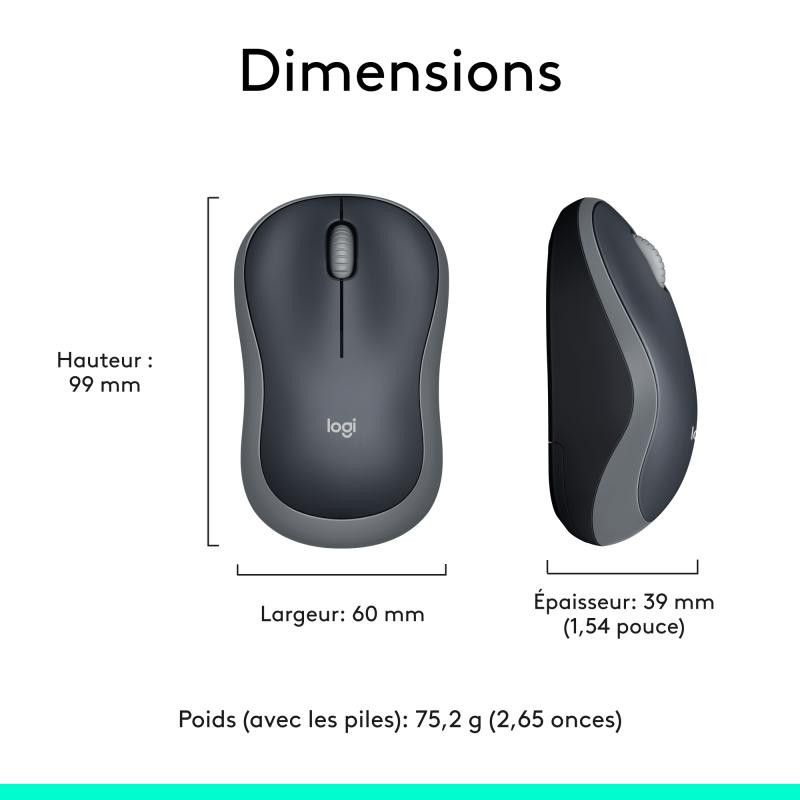 Logitech M185 Sans Fil USB Noir /Gris Retail · Souris PC · Informat Systems Strasbourg (image 11)