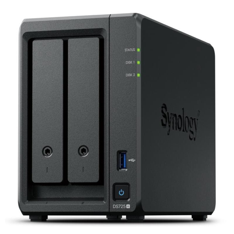 Synology DiskStation DS725+ serveur de stockage NAS Ryzen Embedded R1600 4 Go DDR4 0 To Noir · Serveurs NAS · Informat Sys...