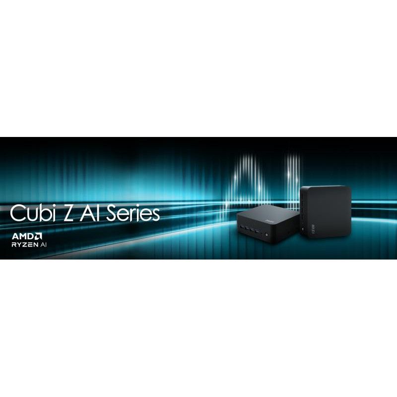 MSI Cubi AI 8M-008BEU Cube Noir 8645HS AMD SoC 4,3 GHz Haut-parleurs intégrés · Barebone NUC · Informat Systems Strasbourg (image 3)