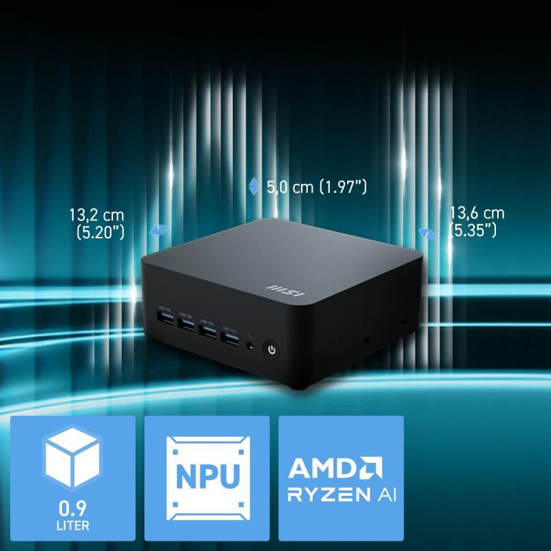 MSI Cubi Z AI 8M-006BEU Cube Noir 8845HS AMD SoC 3,8 GHz Haut-parleurs intégrés · Barebone NUC · Informat Systems Strasbourg (image 4)