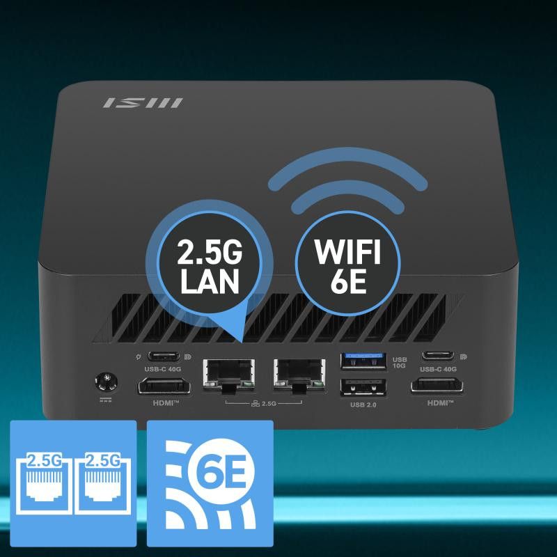MSI Cubi Z AI 8M-006BEU Cube Noir 8845HS AMD SoC 3,8 GHz Haut-parleurs intégrés · Barebone NUC · Informat Systems Strasbourg (image 7)