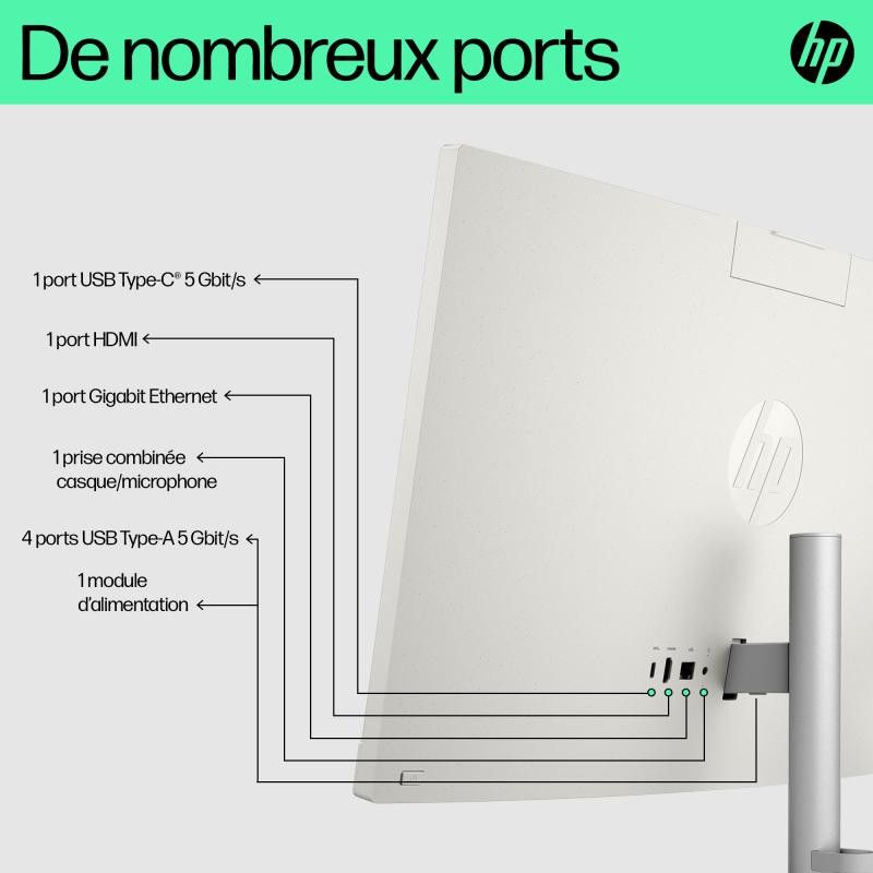 HP All-in-One 24-cr0089nf PC AMD Ryzen 7 7730U 60,5 cm (23.8") 1920 x 1080 pixels 16 Go DDR4-SDRAM 512 Go SSD Windows 11 H... (image 4)