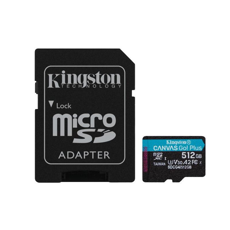 Kingston Technology Carte microSDXC Canvas Go Plus Gen4 200 Mo/s A2 U3 V30 512 Go + adaptateur · Cartes mémoires · Informa...