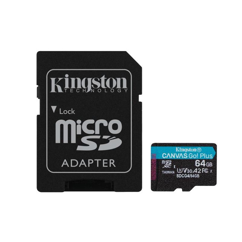 Kingston Technology Carte microSDXC Canvas Go Plus Gen4 200 Mo/s A2 U3 V30 64 Go + adaptateur · Cartes mémoires · Informat...
