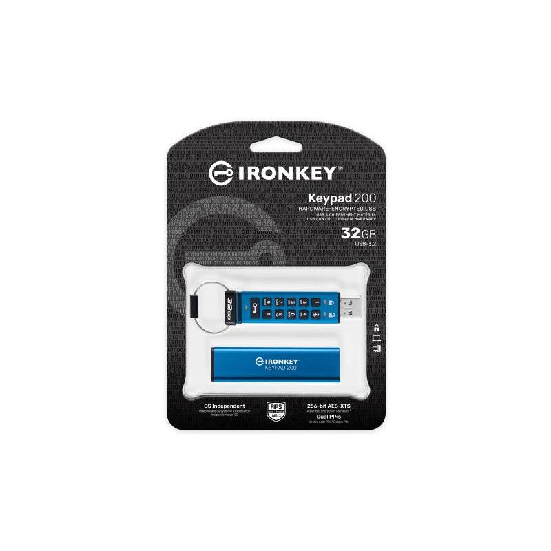 Kingston Technology IronKey Keypad 200 de 32 Go, FIPS 140-3 niveau 3 (en attente), chiffrement AES-256 · Clé USB · Informa... (image 3)