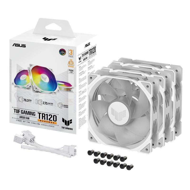 ASUS TUF GAMING TR120 ARGB REVERSE 3IN1 White Boitier PC Refroidisseur d'air 12 cm Blanc · Ventilateur Boitier · Informat ... (image 9)