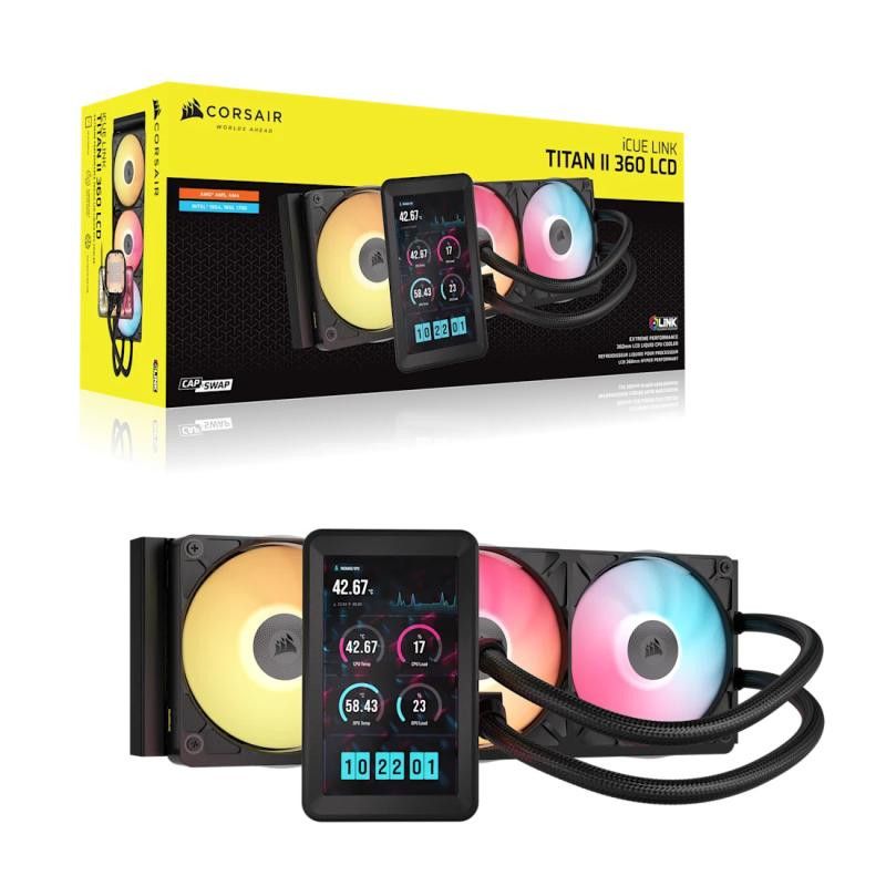 Corsair iCUE LINK TITAN II 360 RX LCD Processeur Refroidisseur de liquide tout-en-un 36 cm Noir 1 pièce(s) · Ventilateur B...