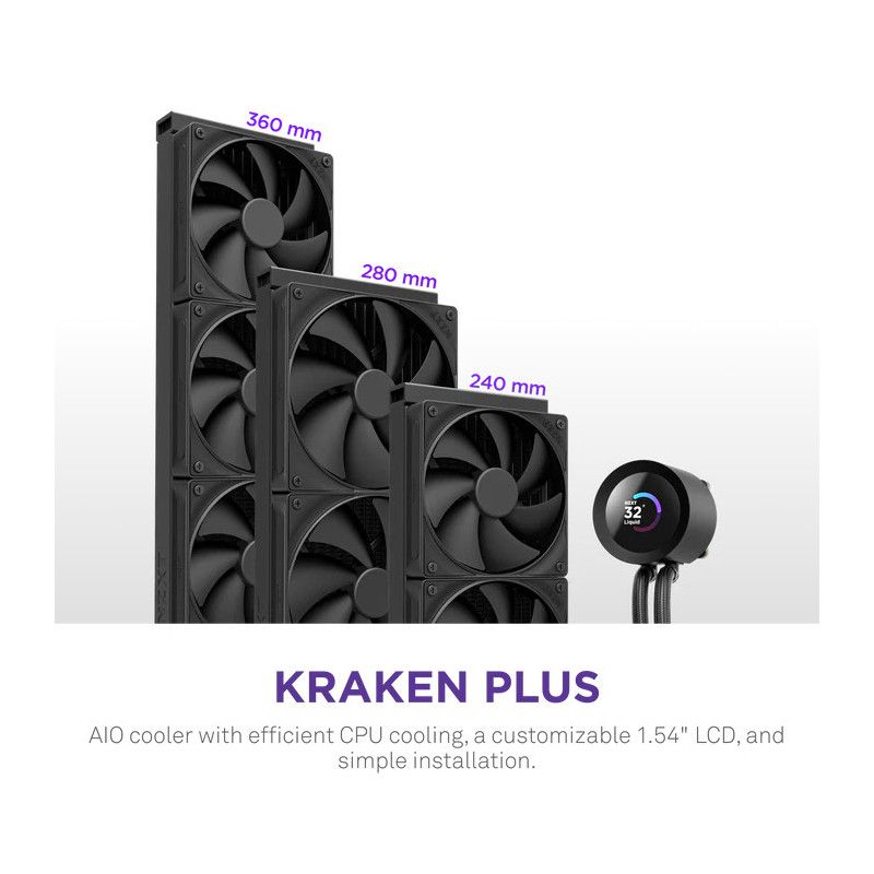 NZXT Kraken Plus 240 Processeur Refroidisseur de liquide tout-en-un 12 cm Noir · Watercooling · Informat Systems Strasbourg (image 2)