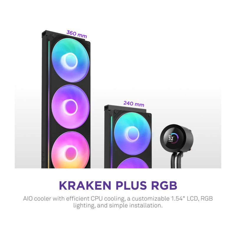 NZXT Kraken Plus RGB 240 Processeur Refroidisseur de liquide tout-en-un 12 cm Noir · Watercooling · Informat Systems Stras... (image 2)