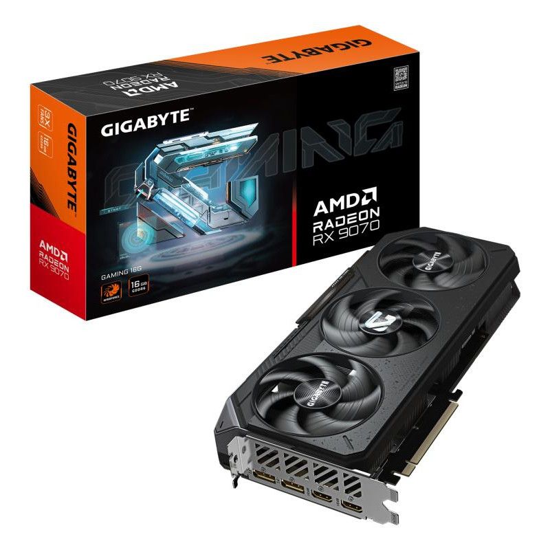 GIGABYTE Radeon RX 9070 GAMING 16GB Carte Graphique - 16GB GDDR6, 256bit, PCI-E 5.0, 2520 MHz Fréquence du c?ur, 2 x Displ...