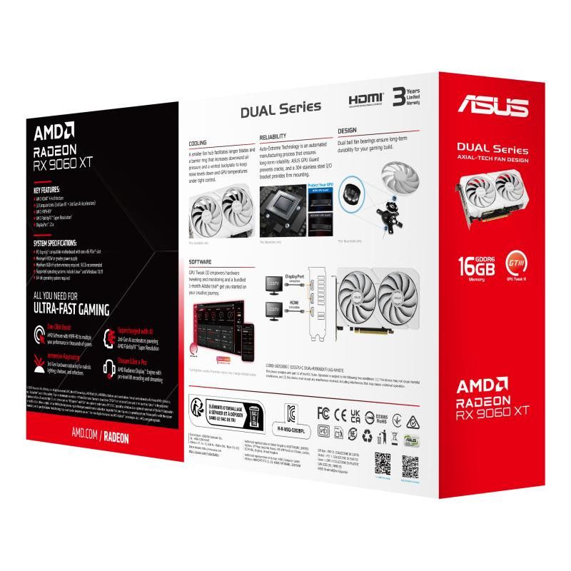 ASUS Dual -RX9060XT-16G-WHITE AMD Radeon RX 9060 XT 16 Go GDDR6 · Cartes graphiques · Informat Systems Strasbourg (image 17)