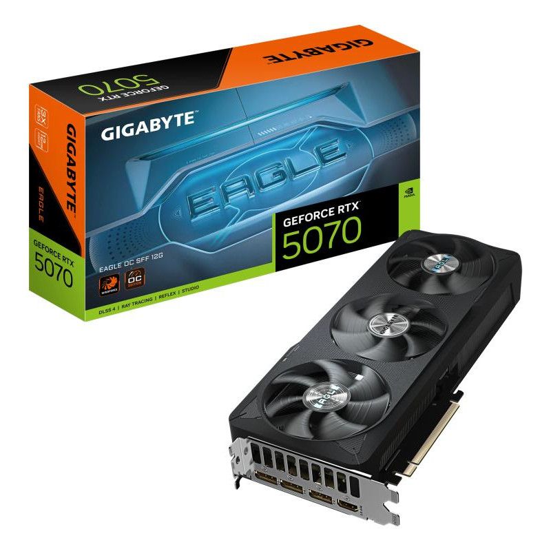 GIGABYTE GeForce RTX 5070 EAGLE OC SFF 12G Carte Graphique - 12 Go GDDR7, 192 bits, PCI-E 5.0, 2587 MHz Core Clock, 3 x DP...