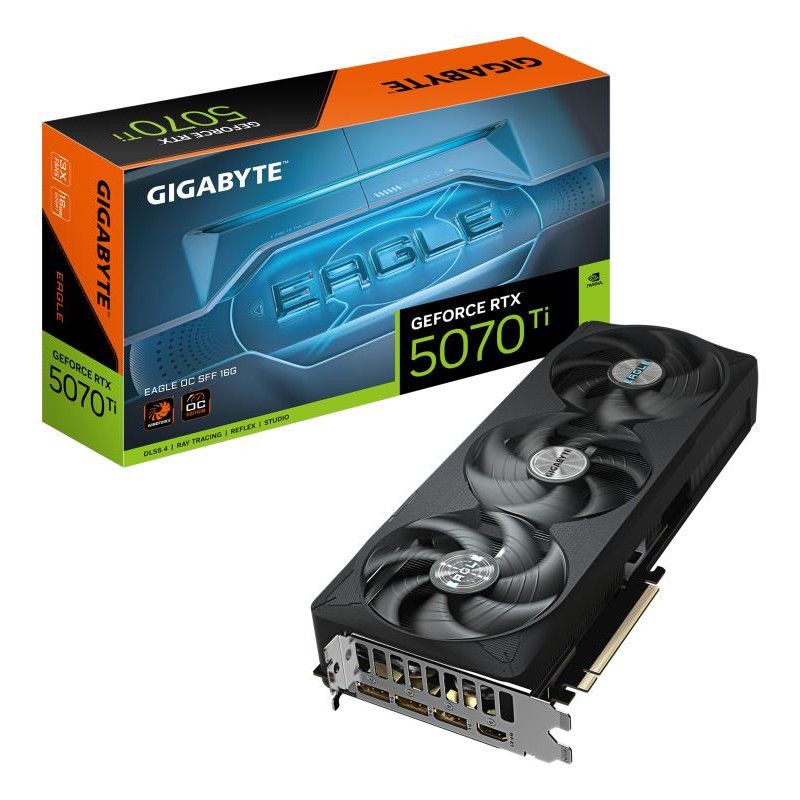 GIGABYTE GeForce RTX 5070 Ti EAGLE OC SFF 16G Carte Graphique - 16 Go GDDR7, 256 bits, PCI-E 5.0, 2542 MHz Core Clock, 3 x...