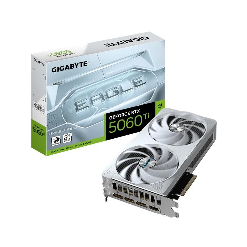 GIGABYTE GeForce RTX 5060 Ti EAGLE OC ICE 8G Carte Graphique ? 8 Go GDDR7, 128 bits, PCI-E 5.0, 2617 MHz Fréquence du proc...