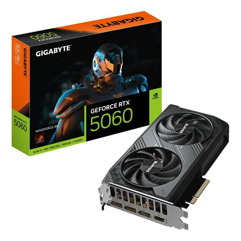 GIGABYTE GeForce RTX 5060 WINDFORCE 8G Carte Graphique - 8GB GDDR7, 128bit, PCI-E 5.0, 2497 MHz Fréquence du c?ur, 3 x Dis...
