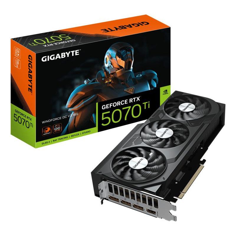 GIGABYTE GeForce RTX 5070 Ti WINDFORCE OC V2 16G Carte Graphique - 16GB GDDR6, 256bit, PCI-E 5.0, 2497 MHz Fréquence du GP...