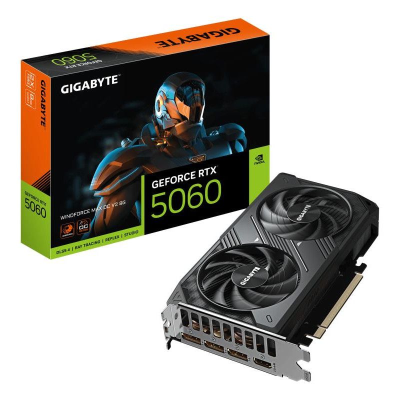 GIGABYTE GeForce RTX 5060 WINDFORCE MAX OC V2 8G ? Carte graphique, 8GB GDDR7, 128bit, PCI-E 5.0, 2512MHz Core Clock, 3 × ...