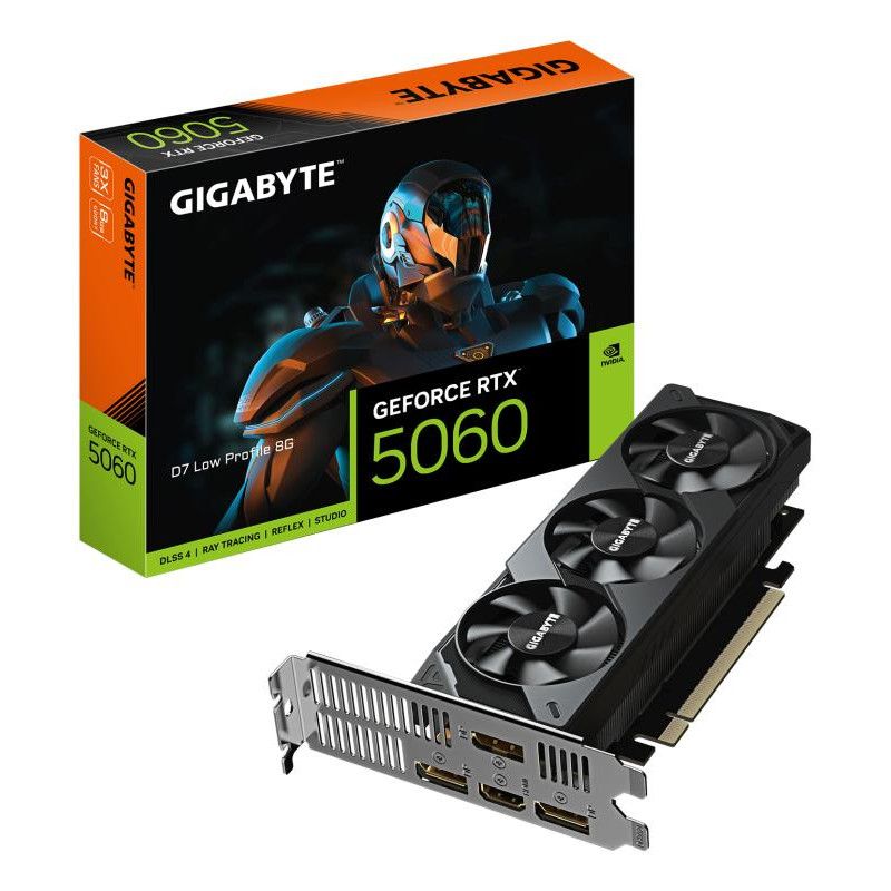 GIGABYTE GeForce RTX 5060 D7 Low Profile Carte Graphique 8G ? 8 Go GDDR7, 128 bits, PCI-E 5.0 x8, fréquence GPU 2497 MHz, ...