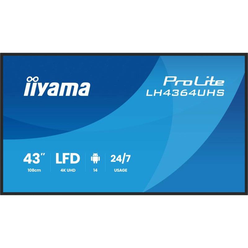 iiyama LH4364UHS-B1AG Écran d'affichage dynamique Écran plat de signalisation numérique 109,2 cm (43") LED Wifi 500 cd/m² ... (image 2)