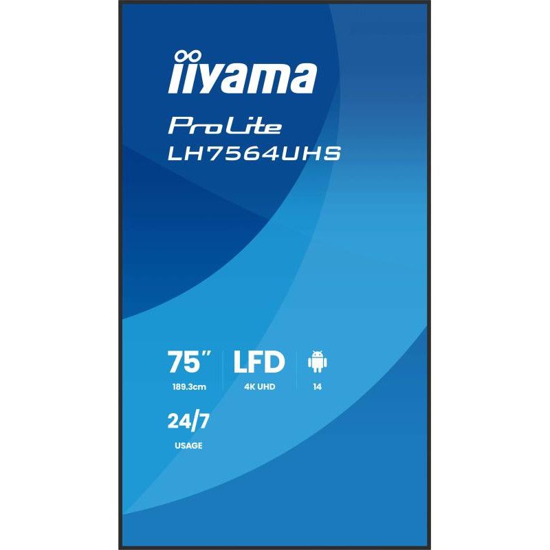 iiyama LH7564UHS-B1AG Écran d'affichage dynamique Écran plat de signalisation numérique 190,5 cm (75") Wifi 500 cd/m² 4K U... (image 3)