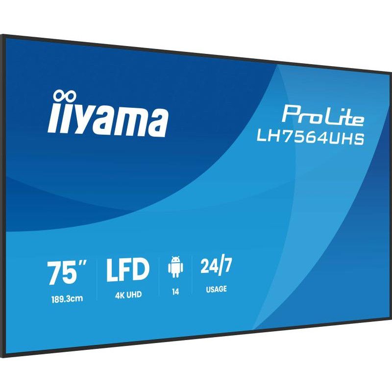iiyama LH7564UHS-B1AG Écran d'affichage dynamique Écran plat de signalisation numérique 190,5 cm (75") Wifi 500 cd/m² 4K U... (image 4)