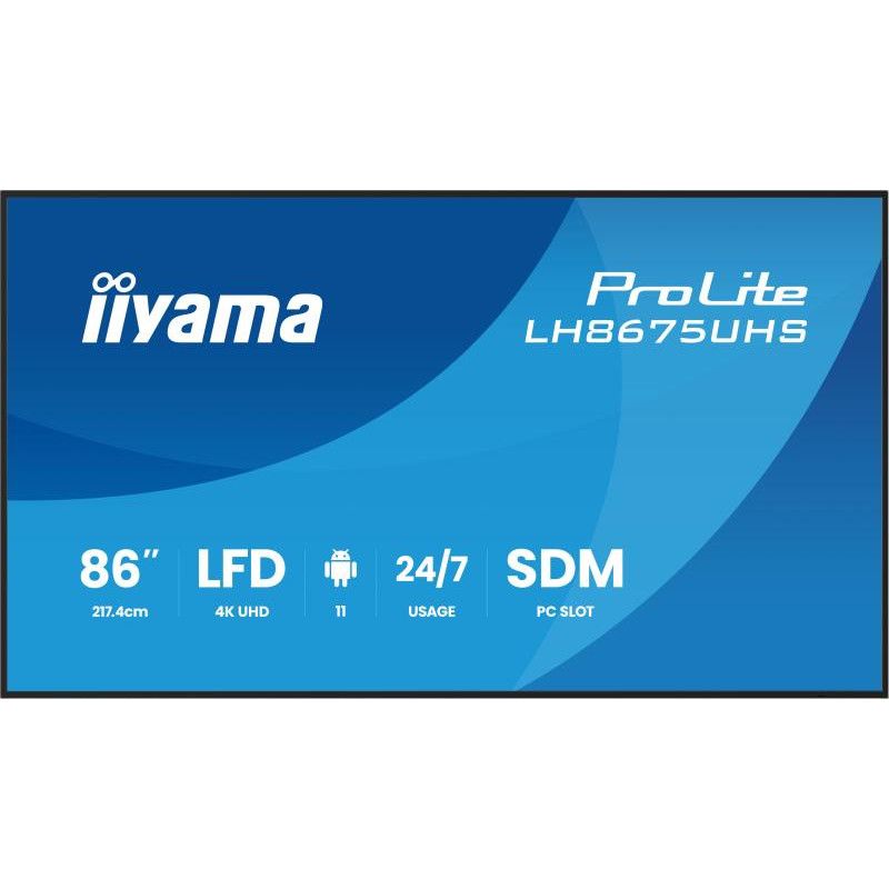 iiyama LH8675UHS-B2AG Écran d'affichage dynamique Écran plat de signalisation numérique 2,17 m (85.6") LCD Wifi 500 cd/m² ... (image 2)