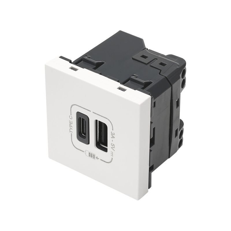 Sommer cable FICHE MODULE USB C et USB 45x45 mm, plastique, blanc · Connecteurs · Informat Systems Strasbourg